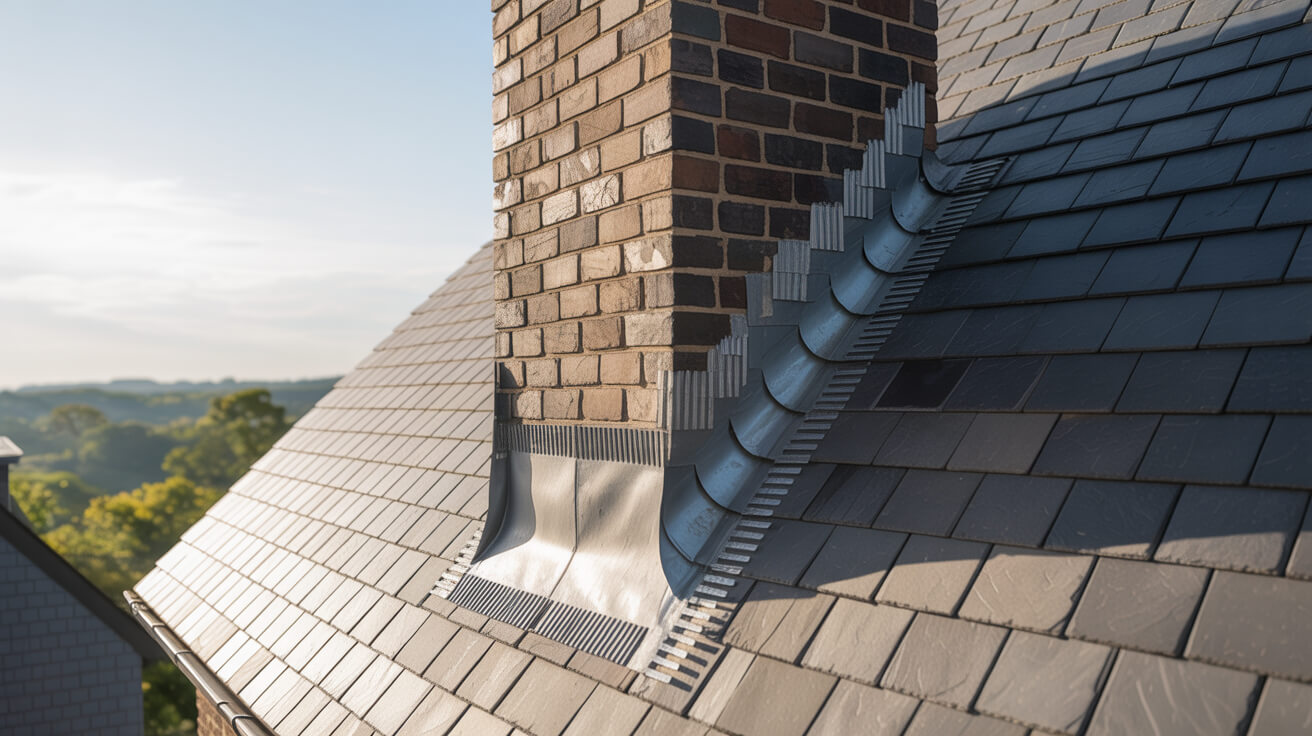 Lead flashing work around chimney